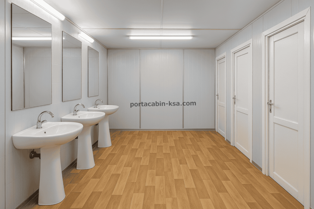 Image of Portable Cabins Size = 6x3.75 meters, this unit contain of 5 toilets and 5 wash basins,