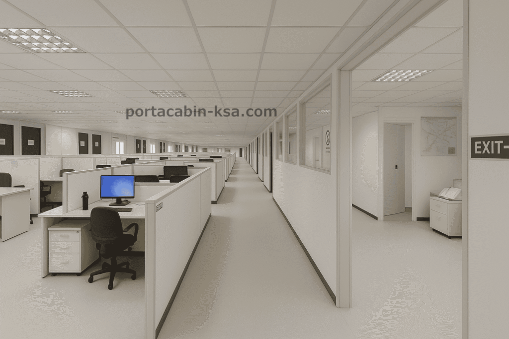Image of porta cabins Large joint multiple offices interior design