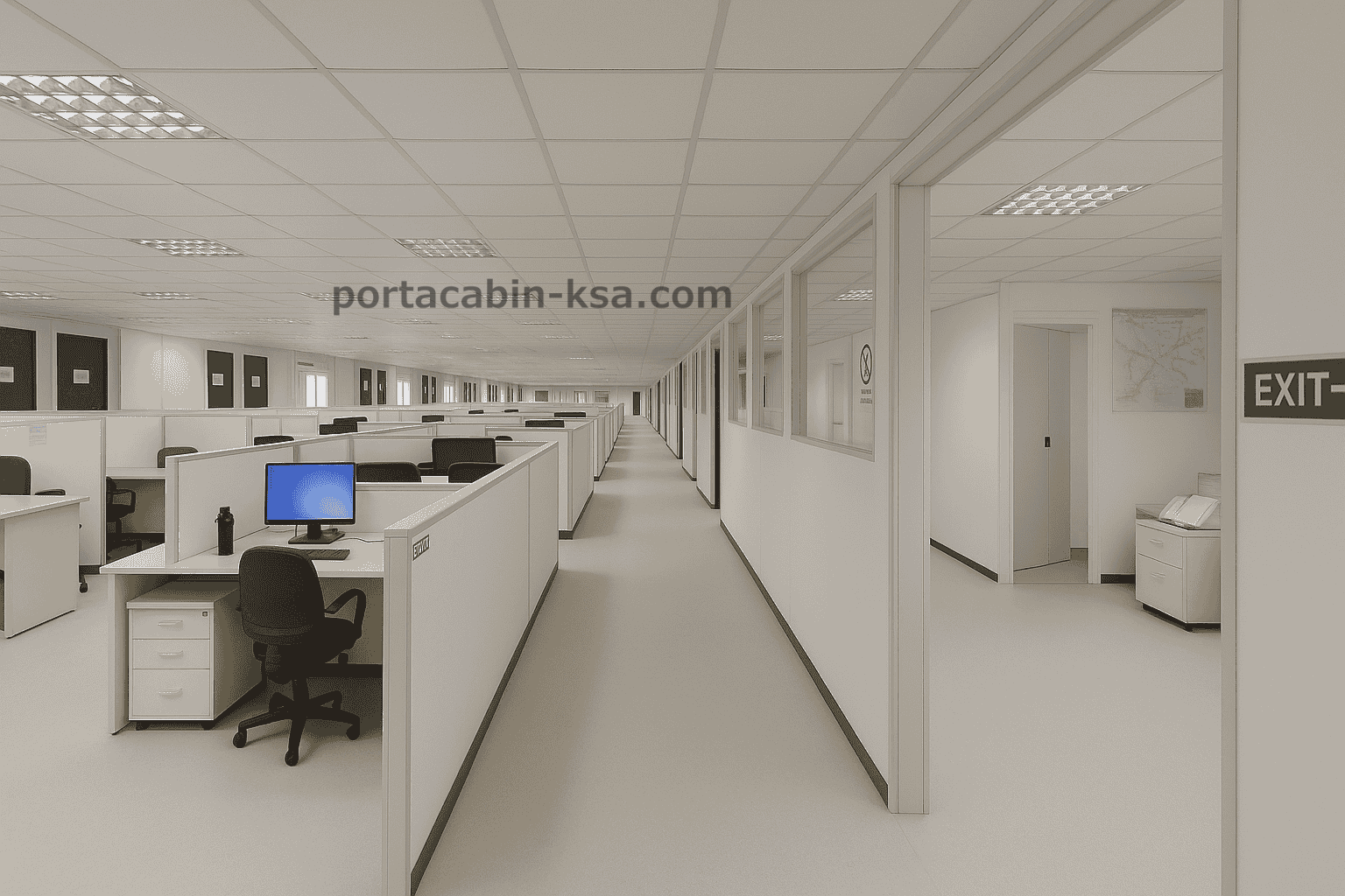 Image of porta cabins Large joint multiple offices interior design