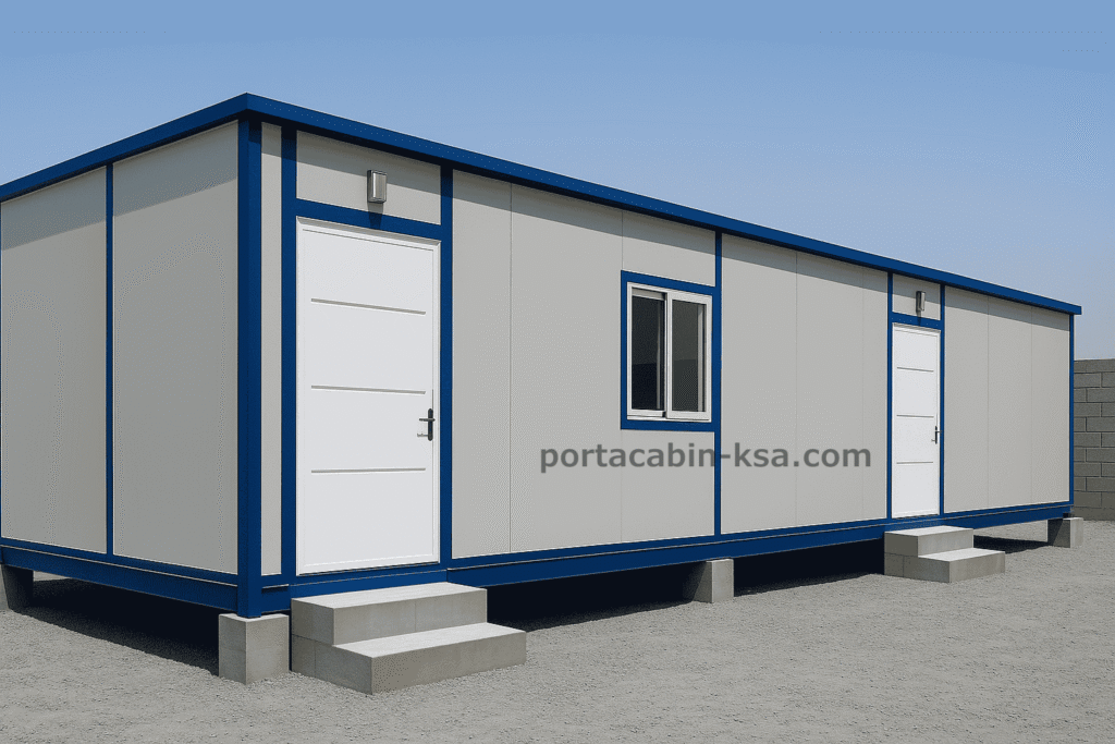 PORTA CABIN One hall avalible in Jeddah KSA size: 12x3.75m 12-meter portable cabin features a spacious open one hall, ideal for storage or other utility needs on construction sites or remote locations.